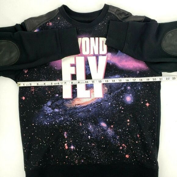 Born Fly Mens Galaxy Sweatshirt Faux Leather Elbow Patches Beyond FLy - Picture 11 of 14